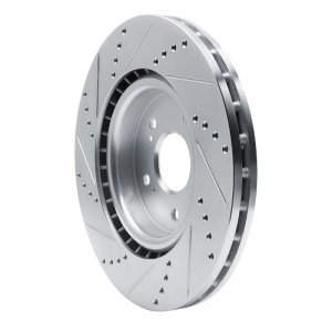 Acura RDX Brake Rotor (1) - Front Right - R1 Concepts - Drilled & Slotted - Silver - `19-`25